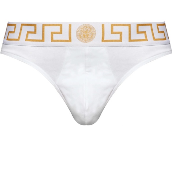 Versace Greca Border Medusa Greek Key Logo White Thong Underwear w/ Tags+Box - Picture 2 of 14